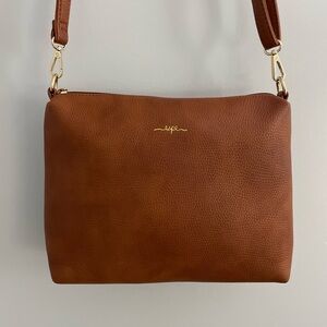 espe Vegan Leather Crossbody Bag Purse Rust Brown Pebbled Texture